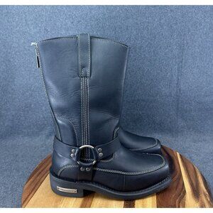 Milwaukee BlackLeather Zipper Harness Motorcycle Boots #MB431 Men's 8D